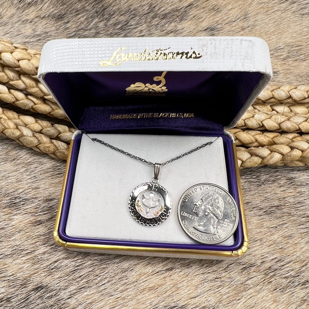 Landstrom's Black Hills Gold Sterling Silver 10k Gold Confirmation Necklace - Picture 5 of 5